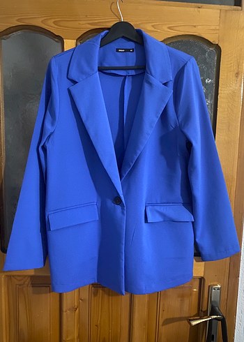 Mavi Düğmeli Kadın Blazer Ceket - Görsel 2