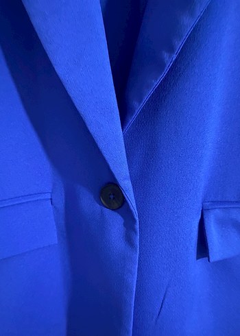 Mavi Düğmeli Kadın Blazer Ceket - Görsel 3