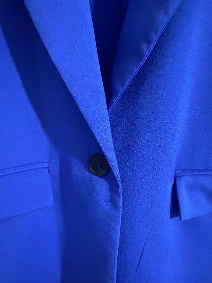 Mavi Düğmeli Kadın Blazer Ceket - Görsel 3