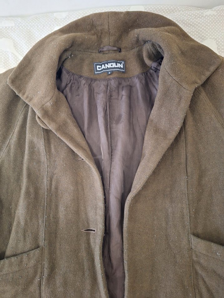 Düğmeli Kahverengi Süet vintage - Görsel 3