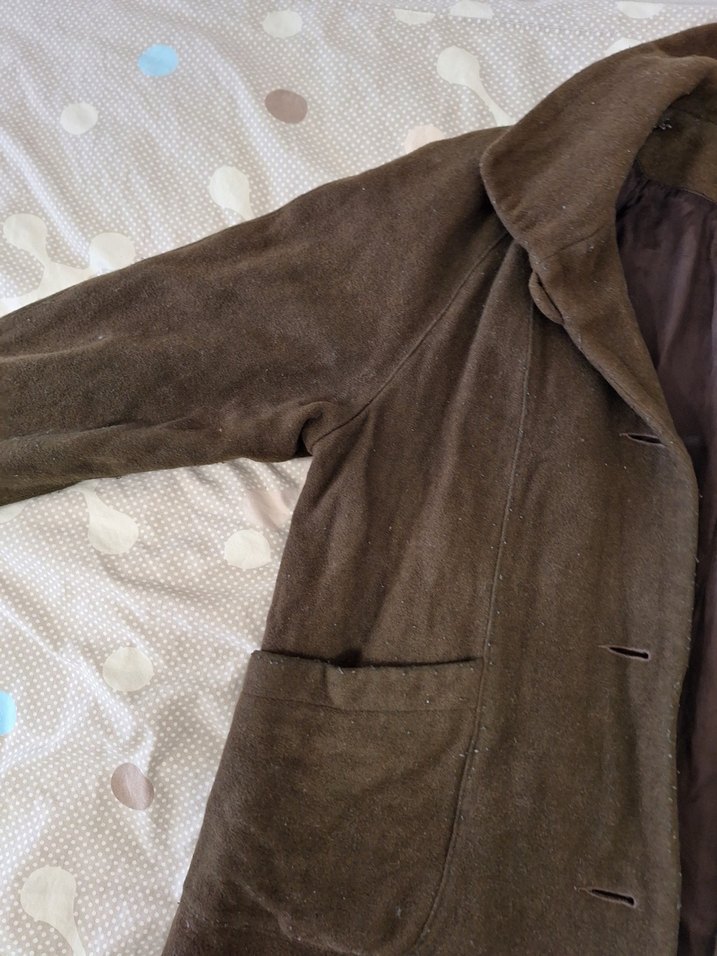 Düğmeli Kahverengi Süet vintage - Görsel 2