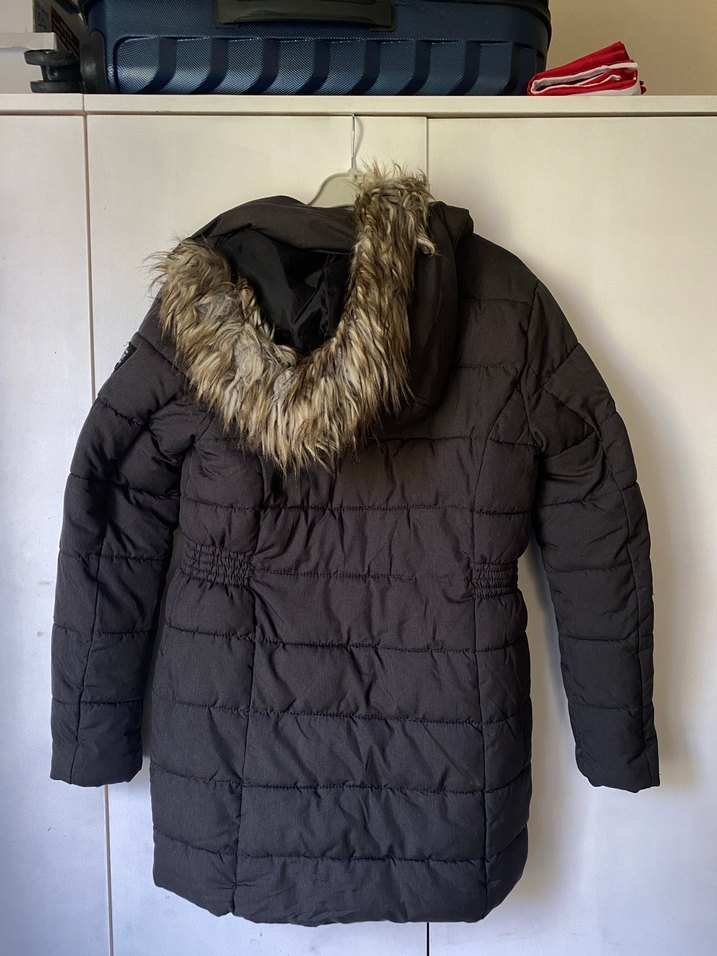 Kürk Detaylı Gri Kadın Kışlık Mont - Görsel 4