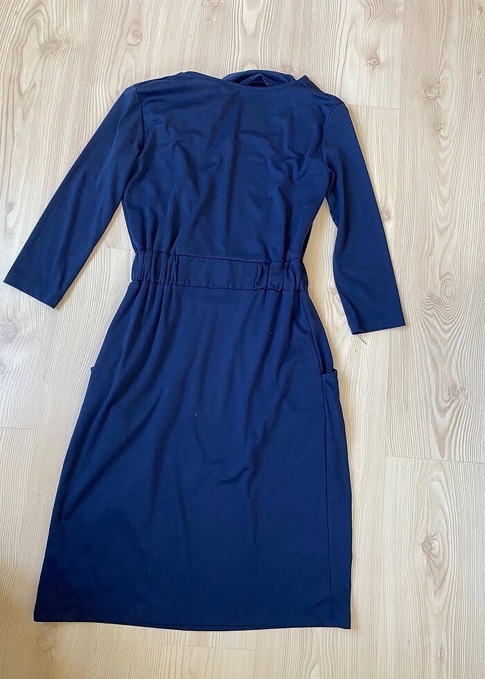 lacivert vintage elbise - Görsel 4