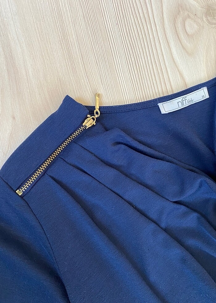 lacivert vintage elbise - Görsel 2