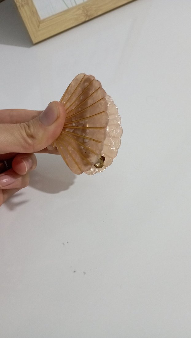 Bej Kabuk Desenli Pilili Saç Aksesuarı - Görsel 2