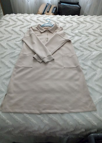 Bej Rengi Kadın Scuba kumaş tunik ve pantolon - Görsel 4