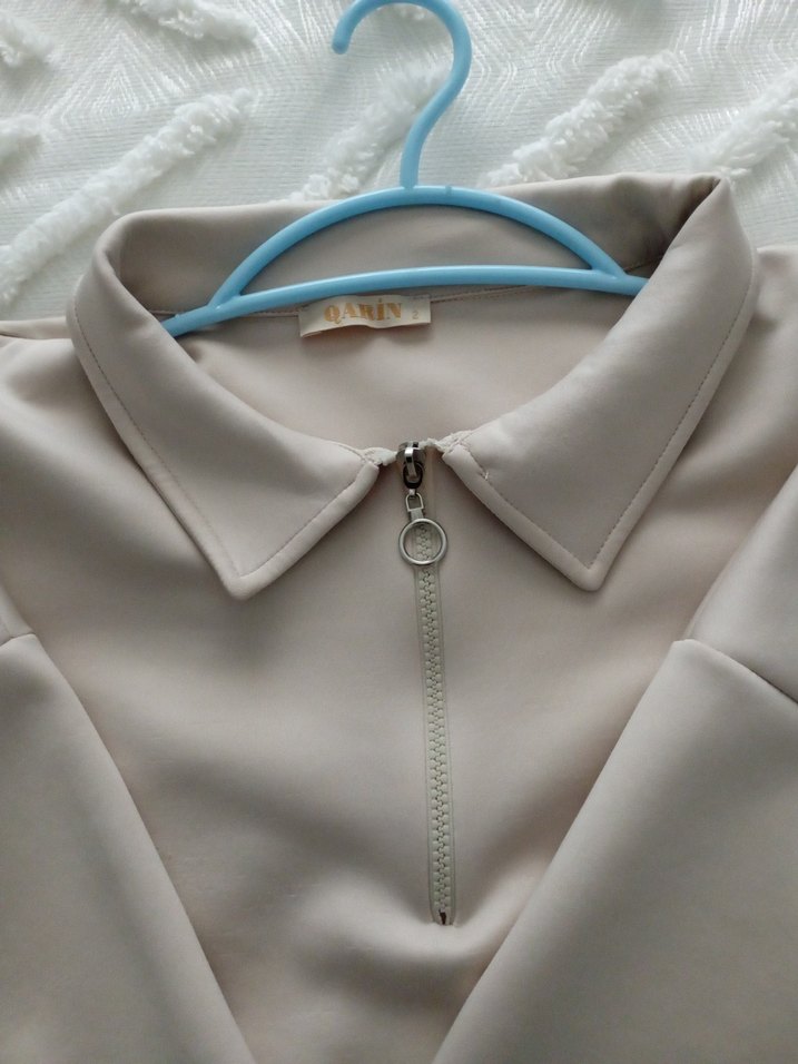 Bej Rengi Kadın Scuba kumaş tunik ve pantolon - Görsel 5