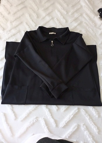 Siyah Rahat Kesim Kadın Scuba Pantolon ve Tunik - Görsel 3