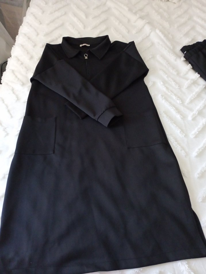 Siyah Rahat Kesim Kadın Scuba Pantolon ve Tunik - Görsel 4