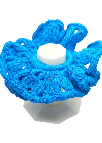 Mavi Simli Örgü Fırfırlı Saç Tokası - Görsel 2