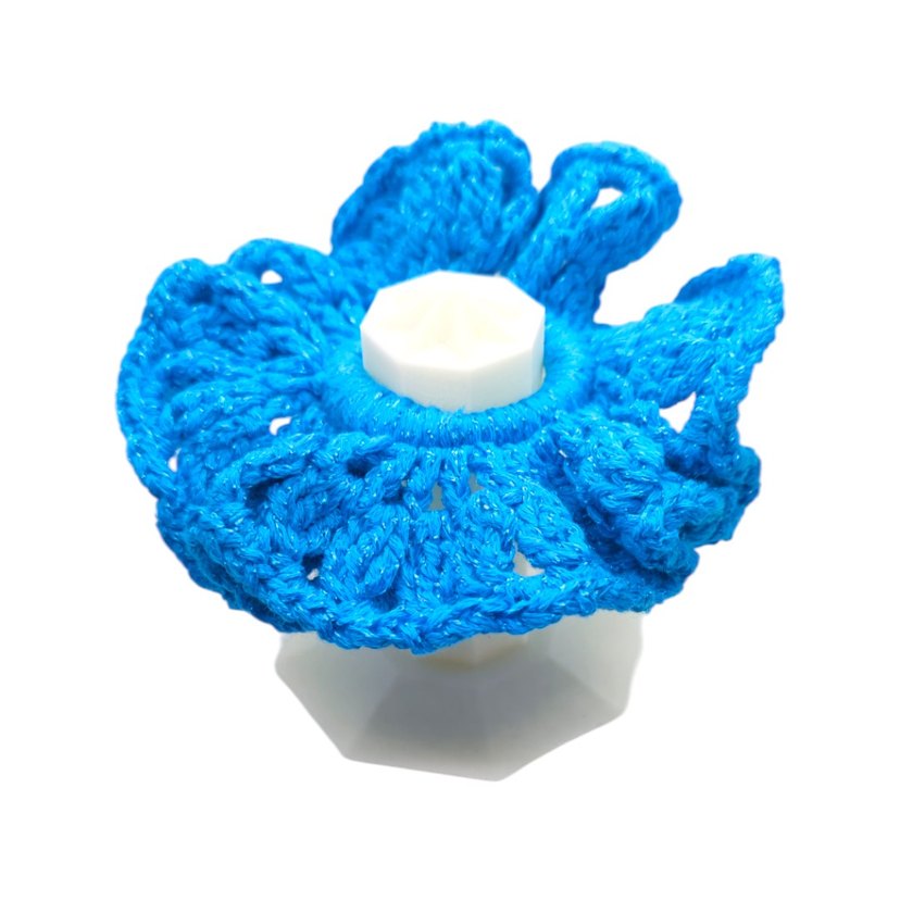 Mavi Simli Örgü Fırfırlı Saç Tokası - Görsel 2