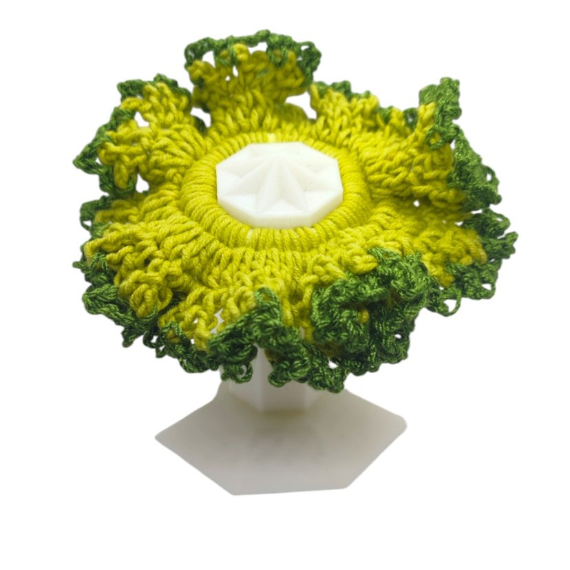 Yeşil Fırfırlı El Örgüsü Saç Tokası - Görsel 2