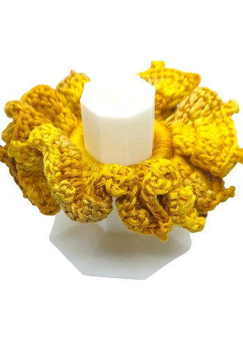 Sarı El Örgüsü Fırfırlı Saç Tokası - Görsel 2