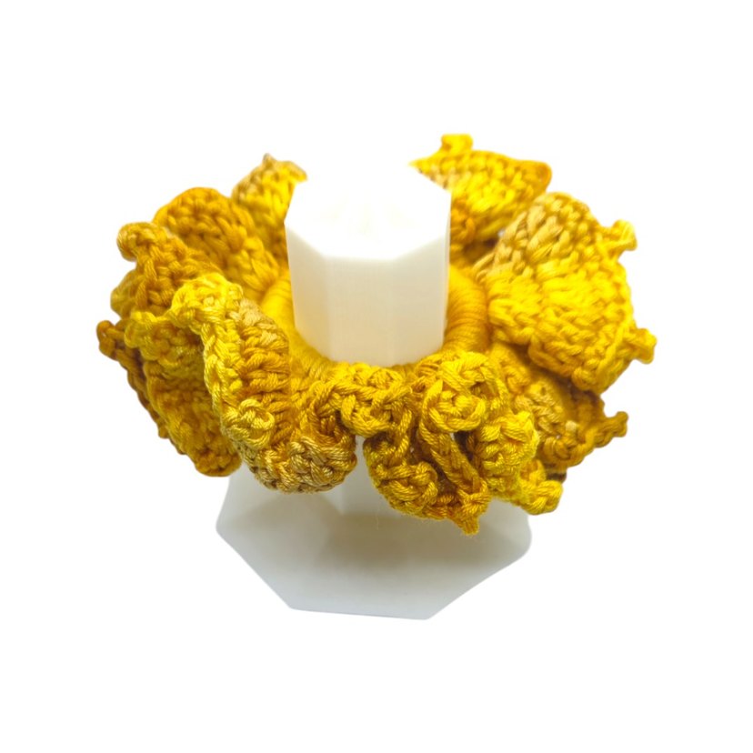 Sarı El Örgüsü Fırfırlı Saç Tokası - Görsel 2