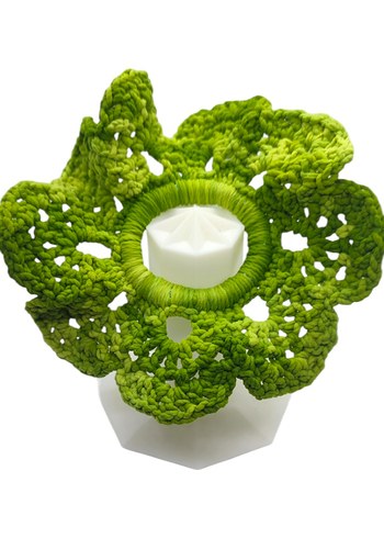 Yeşil El Örgüsü Fırfırlı Bohem Saç Tokası - Görsel 2