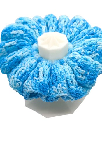 Mavi El Örgüsü Fırfırlı Saç Tokası - Görsel 2