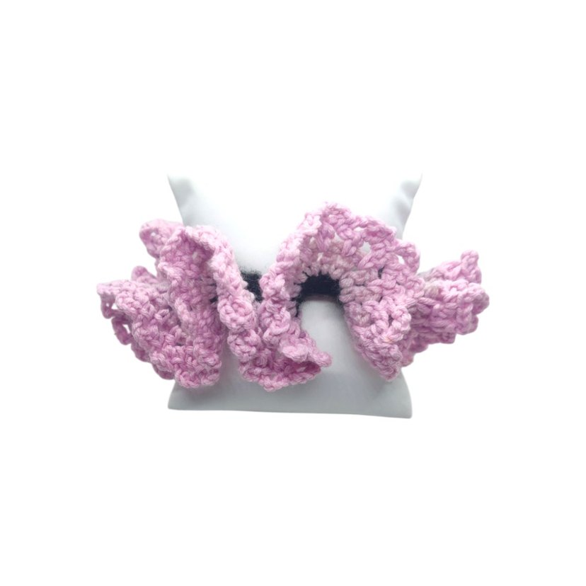 Pembe Örgü Fırfırlı Saç Tokası - Görsel 2