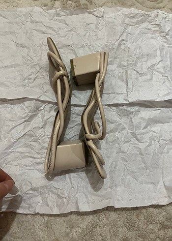 Bej Pastel topuklu sandalet - Görsel 2