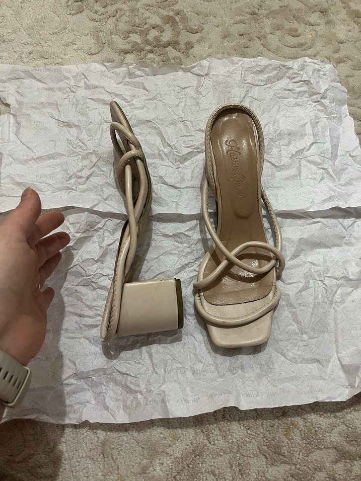 Bej Pastel topuklu sandalet - Görsel 3