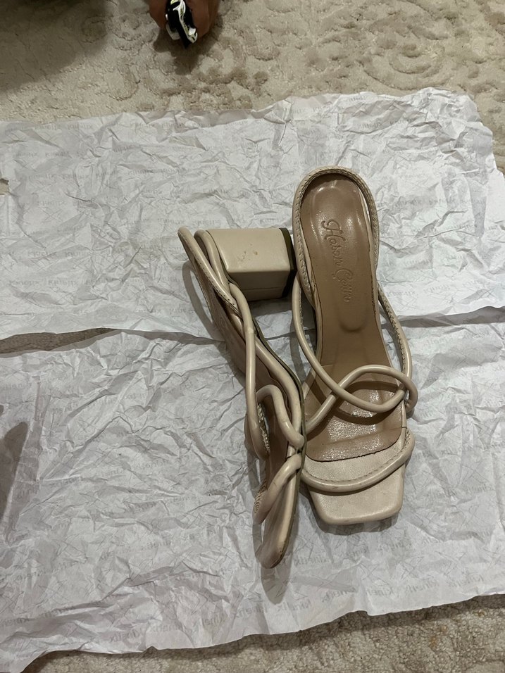 Bej Pastel topuklu sandalet - Görsel 4