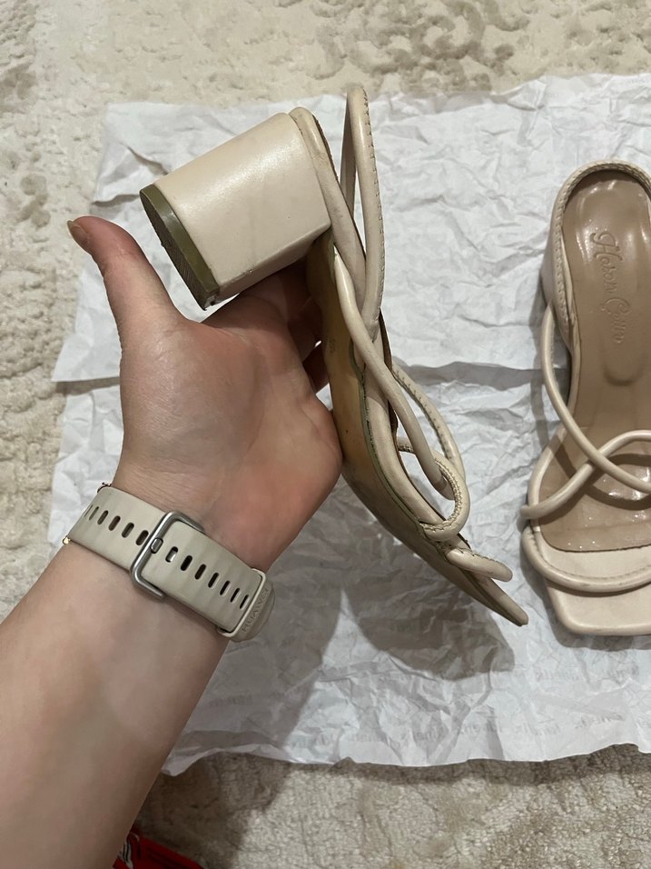 Bej Pastel topuklu sandalet - Görsel 5