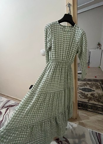 Uzun Kol, Volanlı, Salaş Kesim Kadın Elbise - Görsel 6