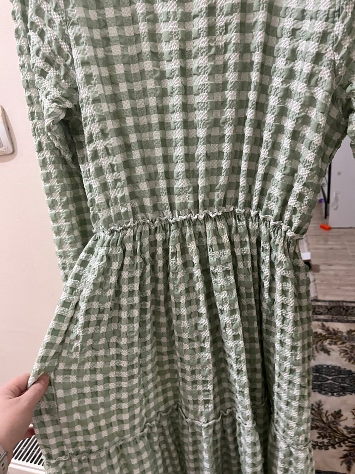 Uzun Kol, Volanlı, Salaş Kesim Kadın Elbise - Görsel 4