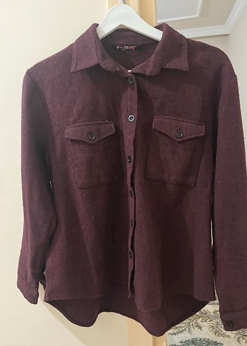 Bordo Düğmeli Hamile Yün Ceket - Görsel 3