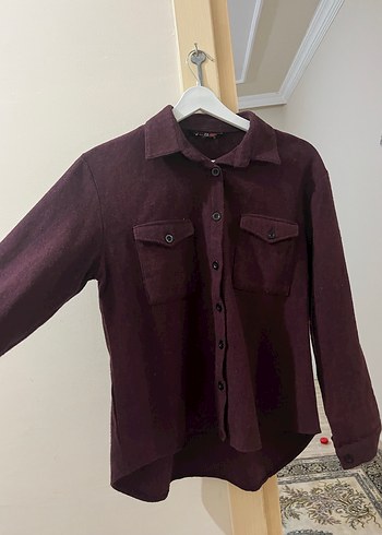 Bordo Düğmeli Hamile Yün Ceket - Görsel 5