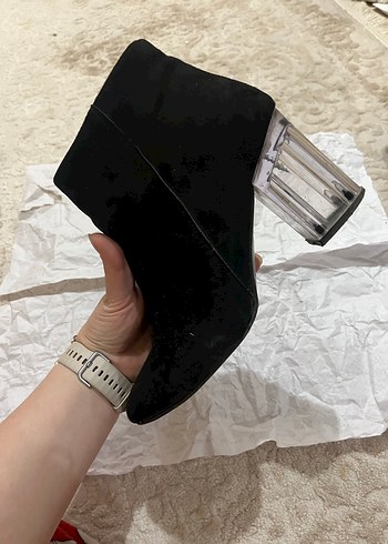 Siyah Süet Fermuarlı Topuklu Bot - Görsel 6