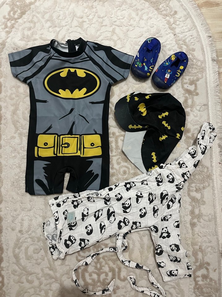 Çocuk Batman Desenli Gri Tulum - Görsel 3