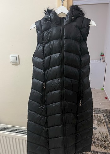 Siyah Uzun Kürklü Kadın Yelek - Görsel 4