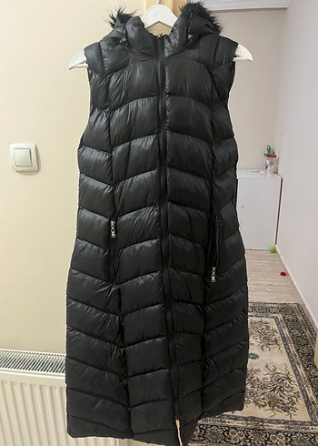 Siyah Uzun Kürklü Kadın Yelek - Görsel 3