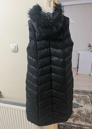 Siyah Uzun Kürklü Kadın Yelek - Görsel 2