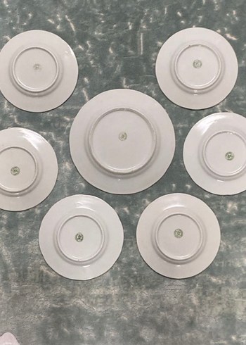 Vintage 7li Dekoratif Porselen Tabak Seti - Görsel 3