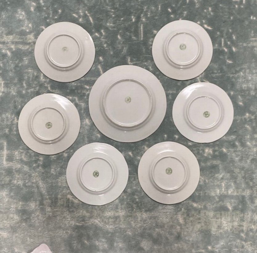 Vintage 7li Dekoratif Porselen Tabak Seti - Görsel 3