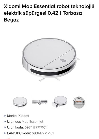 Beden Renk Xiaomi Robot Süpürge