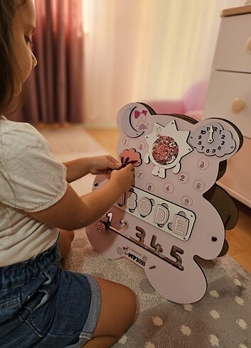 Beden Ayıcık Şeklinde Ahşap Mdf Fonksiyonlu Aktivite Eğitici Oyuncak