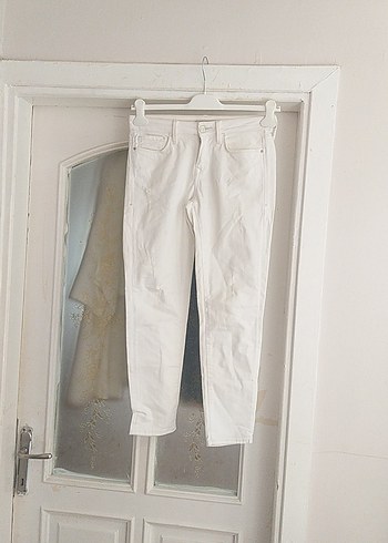 Mavi Jeans Beyaz Midi Keten Kadın Pantolon