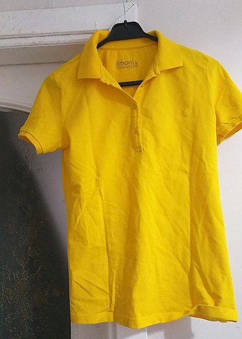 Kızlar için Sarı Kısa Kollu Polo Tişört - Görsel 2