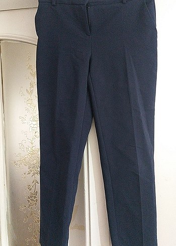 Kemerli Lacivert Kadın Kumaş Pantolon - Görsel 2