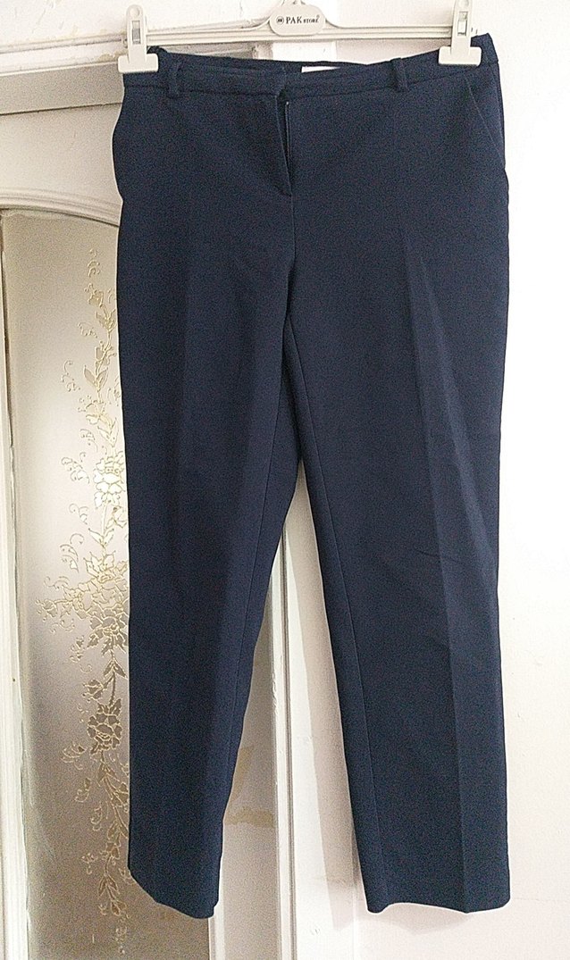 Kemerli Lacivert Kadın Kumaş Pantolon - Görsel 2