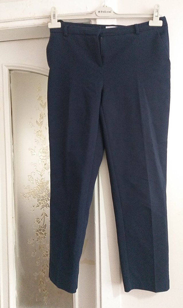 Kemerli Lacivert Kadın Kumaş Pantolon - Görsel 3