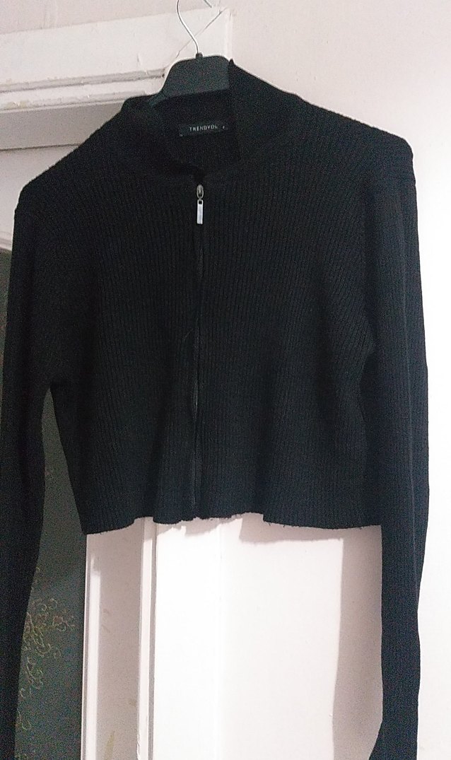 Fermuarlı Siyah Yüksek Yakalı Kadın Kazak - Görsel 4