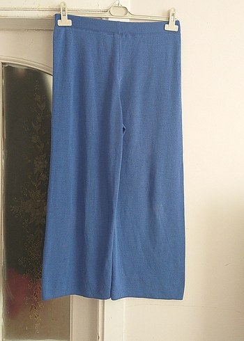 Mavi Bol Kesim Midi Denim Pantolon - Görsel 2