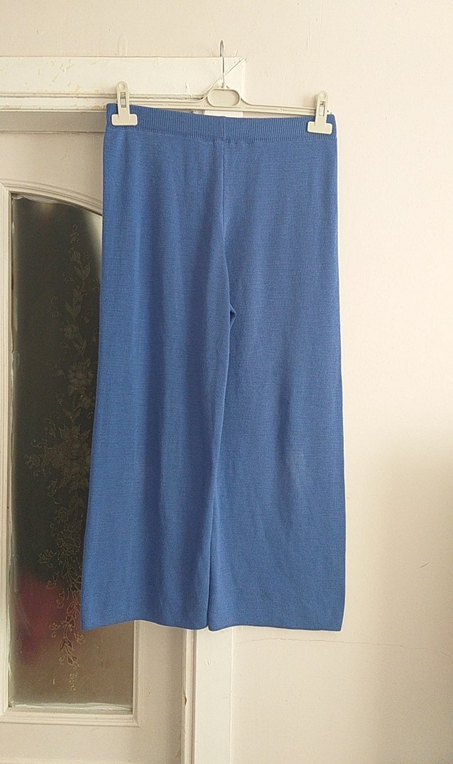 Mavi Bol Kesim Midi Denim Pantolon - Görsel 4