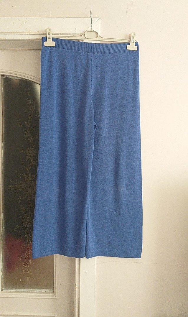 Mavi Bol Kesim Midi Denim Pantolon - Görsel 2