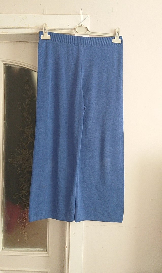 Mavi Bol Kesim Midi Denim Pantolon - Görsel 3