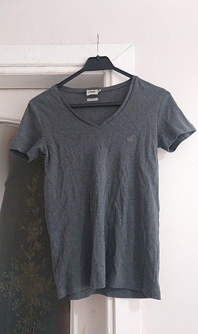 Gri V Yaka Kadın Tişört - Görsel 3