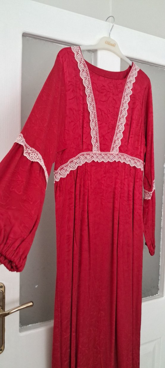 Fuşya Uzun Dantel Detaylı Elbise - Görsel 3